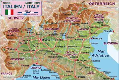 cities in italy names|Map of Northern Italy .